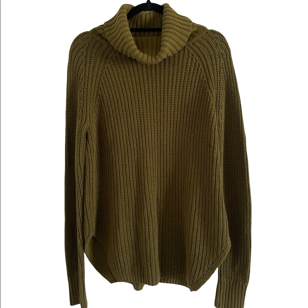 Oversized Olive Green Turtle Neck Sweater